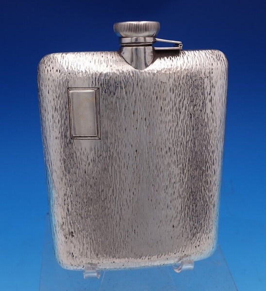 Sterling Silver Flask with Bark Design 7/16 Pint 5 3/4" x 4" 6.1 ozt. (#8282)