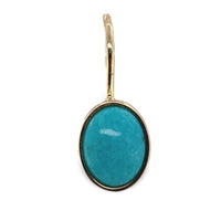 14k Yellow Gold 2.73ct TW Genuine Kingman Turquoise Wire Hook Earrings (#J7121)