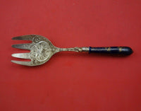 Cobalt Dresden German Silver Buffet Fork Gold Washed Fancy 9 5/8" Floral