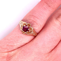 10k Rose Gold Victorian .49ct Genuine Natural Ruby Buttercup Ring (#J5168)