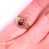 10k Rose Gold Victorian .49ct Genuine Natural Ruby Buttercup Ring (#J5168)