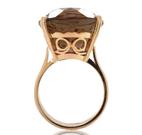 18k Ring with Large Oval Genuine Natural Smoky Quartz Size 6.75 (#J6606)