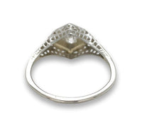 14k White Gold Art Deco Filigree Ring w/ .22ct Genuine Natural Diamond (#J6818)