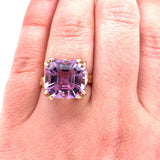 Asscher Cut 7.83ct Genuine Natural Amethyst 14k Yellow Gold Ring (#J5743)