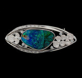 Platinum Australian Black Boulder Opal and Diamond Pin Pendant Flowers (#J6447)