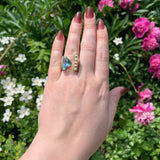14k Yellow Gold Heavy Modern Genuine Natural Aquamarine Diamond Ring (#J7307)
