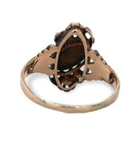 Victorian 10k Rose Gold Tiger's Eye Quartz and Pearl Ring Size 6.25 (#J7078)
