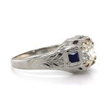 Men's 1.80ct Diamond GIA 18k White Gold Ring with Lab-Created Sapphires (#J5768)