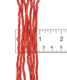 Multi-Strand Genuine Natural Ox Blood Coral Heishi Tube Bead Necklace (#J7329)