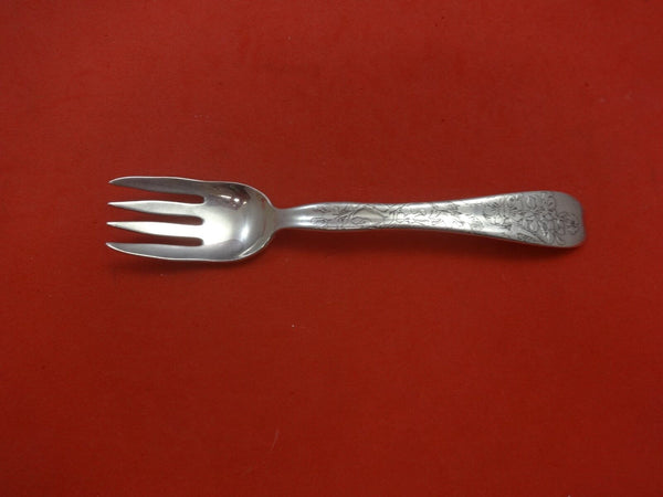 Lap Over Edge Acid Etched by Tiffany Sterling Fish Fork with Flowers 6 1/2"