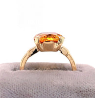 10k Yellow Gold 4.18 Carat Cushion Cut Genuine Natural Citrine Ring (#J5755)