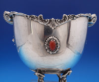 Italian .800 Silver Caviar Bowl w/Ice Tray Figural 3-D Giants Amber Stones #8301