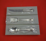 Georg Jensen Sterling Silver Dessert Set 3pc Carnelian Inset Stone Hand Hammered
