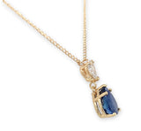 14k Yellow Gold 1.84 Carat Blue Genuine Natural Sapphire Diamond Necklace #J7431