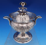 Austrian .813 Silver Sugar Bowl w/ 3-D Leaf and Flower 3 Level Finial (#8442)
