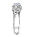 Art Deco 14k White Gold Filigree .29ct Sky Blue Genuine Sapphire Ring (#J7472)