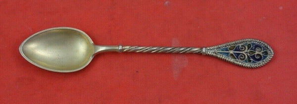 Norwegian Sterling Silver Demitasse Spoon vermeil plique a jour enamel 4"