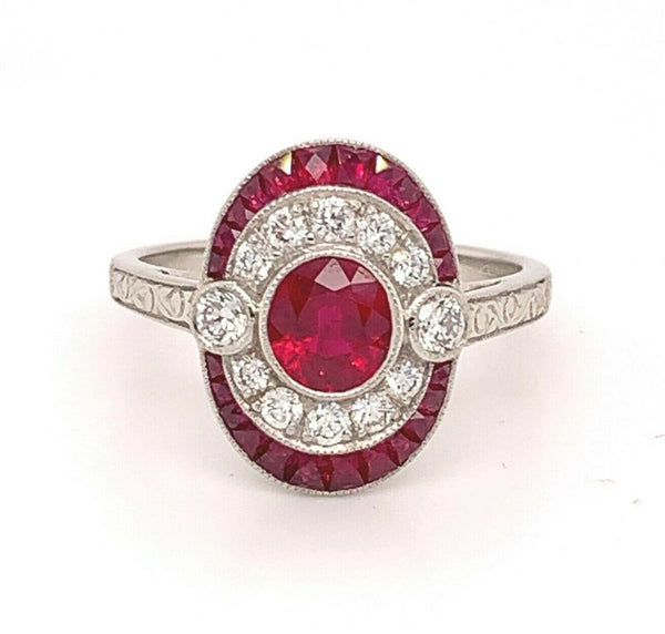 Platinum 1.78ct Genuine Natural Ruby and Diamond Ring (#J4860)