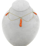14k Gold Victorian Carved Genuine Natural Coral Festoon Necklace w/Bird (#J2586)