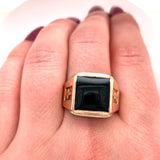 10k Yellow Gold Men's Square Genuine Natural Bloodstone Ring Jewelry (#J5676)