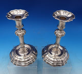 Handmade Hand Hammered Buccellati Italian Sterling Silver Candlestick Pair #7373