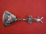 Dutch Sterling Silver Sugar Shovel Spinning Windmill Handle Cows in Bowl 1 7/8"W