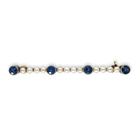 14k Yellow Gold with Platinum Top Montana Sapphire and Pearl Pin (#J6878)