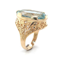 14k Yellow Gold GIA 11.95 Carat Fine Genuine Natural Aquamarine Ring (#J6508)