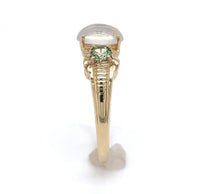 10k Yellow Gold 1.06ct Genuine Natural Moonstone and Green Sapphire Ring #J6462