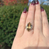 10k Gold Filigree Ring with Marquise 4.51 Carat Genuine Natural Citrine (#J6410)