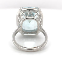 18k White Gold Large 15.55 Carat Genuine Natural Aquamarine Diamond Ring #J7013