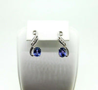 14k White Gold 3.2ct Genuine Natural Tanzanite and Diamond Earrings (#J1815)