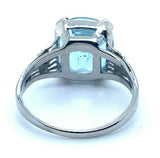 14k Gold 3.43 Carat Antique Cushion Cut Genuine Natural Aquamarine Ring (#J5210)