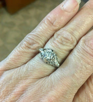 14k White Gold .78ct Genuine Natural Diamond Filigree Ring (#J5326)