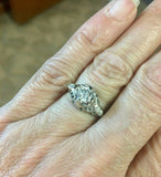 14k White Gold .78ct Genuine Natural Diamond Filigree Ring (#J5326)