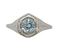 14k White Gold Filigree Deco .47ct Genuine Natural Aquamarine Ring Size 7 #J7155