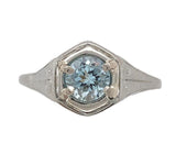 14k White Gold Filigree Deco .47ct Genuine Natural Aquamarine Ring Size 7 #J7155