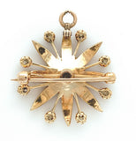 13k Yellow Gold Victorian Diamond and Seed Pearl Startburst Brooch Pin (#J7437)