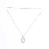 10k Gold Filigree Genuine Natural Rock Crystal Quartz Diamond Pendant (#J6655)