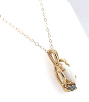 14k Yellow Gold Genuine Natural Opal Pendant with Sapphires (#J6227)