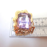 Retro 14k Gold Pin Pendant with Huge 36 Carat Genuine Natural Amethyst (#J3622)