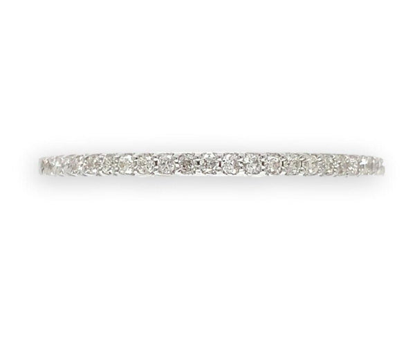 14k Thin White Gold .20cttw Genuine Natural Diamond Wedding Band Size 6.5 #J6905