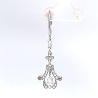 18k Gold Rose Cut 1 Carat Genuine Natural Diamond Dangle Drop Earrings (#J6263)