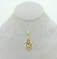 10k Tri-Color Genuine Natural Diamond Flower Pendant with 14k Chain (#J4320)