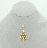10k Tri-Color Genuine Natural Diamond Flower Pendant with 14k Chain (#J4320)