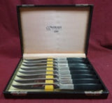Contrast by Lunt Sterling Silver Steak Knife Set 8pc Orig 9 3/8" in Fitted Box