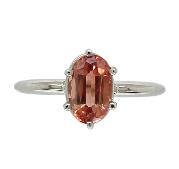 14k White Gold 1.25 Carat Oregon Genuine Natural Sunstone Ring Size 8.25 #J7208