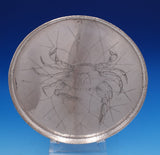 Whiting Sterling Silver Salver Tray with Large Acid Etched Crab In Net 989 #0134