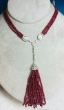 14k White Gold 163 Carats Genuine Natural Ruby Bead Necklace (#J5340)