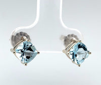 14k Gold 1.82cttw Genuine Natural Aquamarine Cushion Cut Stud Earrings (#J6375)